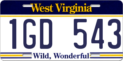 WV license plate 1GD543