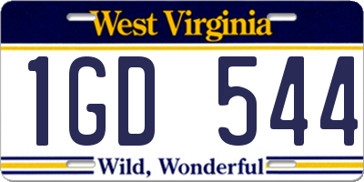 WV license plate 1GD544