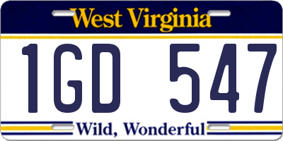 WV license plate 1GD547
