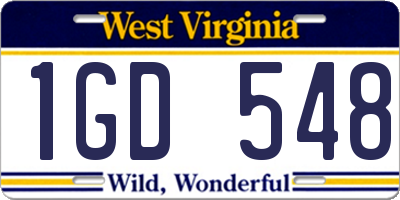 WV license plate 1GD548