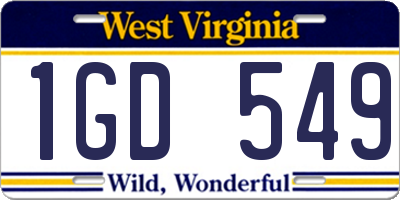 WV license plate 1GD549