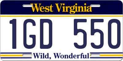 WV license plate 1GD550
