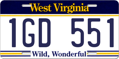 WV license plate 1GD551