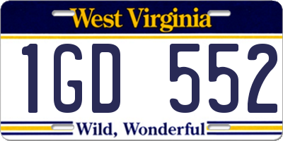WV license plate 1GD552