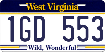 WV license plate 1GD553