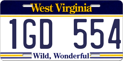 WV license plate 1GD554