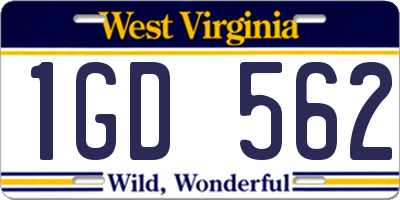 WV license plate 1GD562