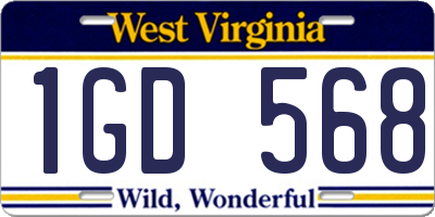 WV license plate 1GD568