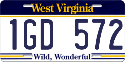 WV license plate 1GD572