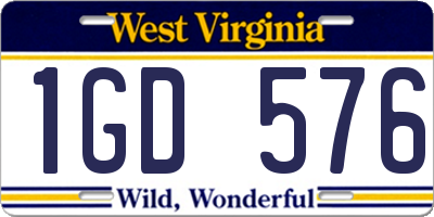 WV license plate 1GD576