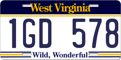 WV license plate 1GD578