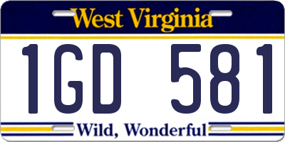 WV license plate 1GD581