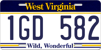 WV license plate 1GD582