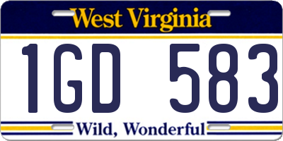 WV license plate 1GD583