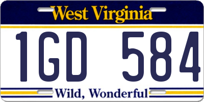 WV license plate 1GD584