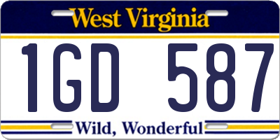 WV license plate 1GD587