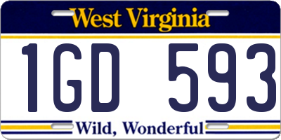 WV license plate 1GD593