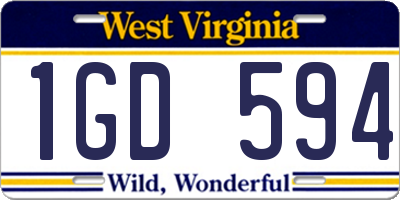 WV license plate 1GD594