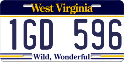 WV license plate 1GD596