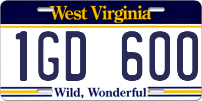 WV license plate 1GD600
