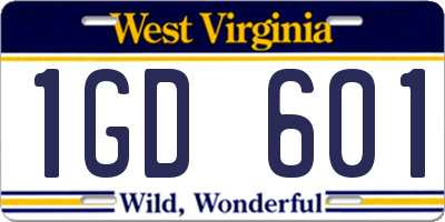 WV license plate 1GD601