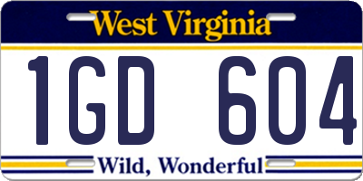 WV license plate 1GD604