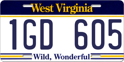 WV license plate 1GD605