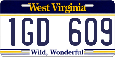 WV license plate 1GD609
