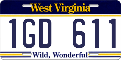WV license plate 1GD611
