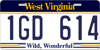 WV license plate 1GD614