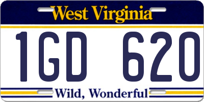 WV license plate 1GD620