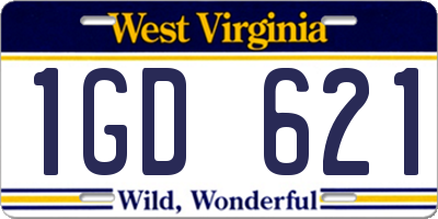 WV license plate 1GD621