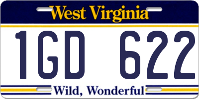 WV license plate 1GD622