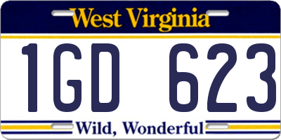 WV license plate 1GD623