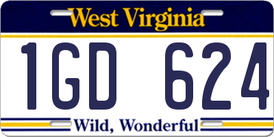 WV license plate 1GD624