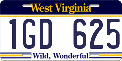 WV license plate 1GD625