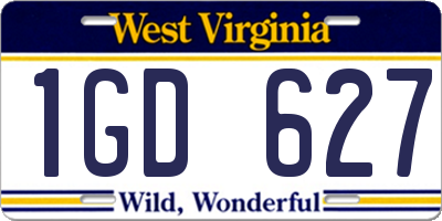 WV license plate 1GD627