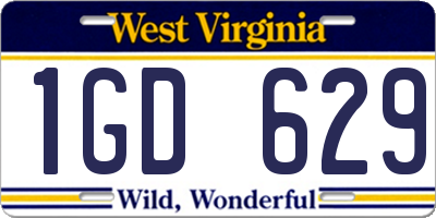 WV license plate 1GD629