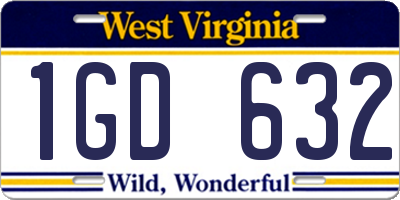 WV license plate 1GD632