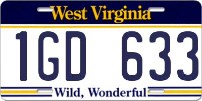 WV license plate 1GD633