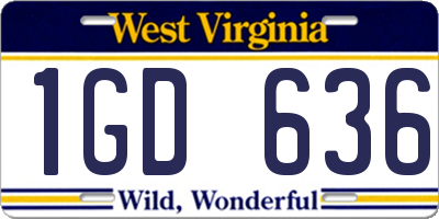 WV license plate 1GD636