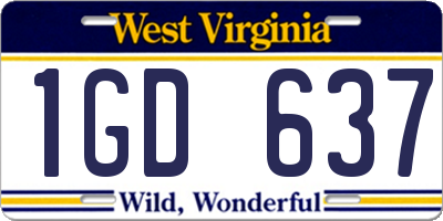 WV license plate 1GD637