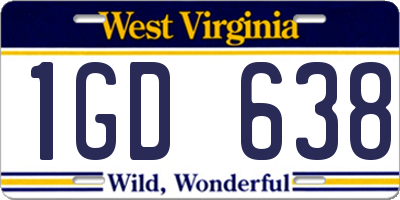 WV license plate 1GD638