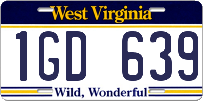 WV license plate 1GD639