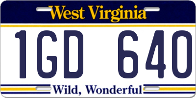 WV license plate 1GD640