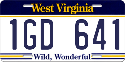 WV license plate 1GD641