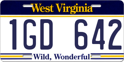 WV license plate 1GD642