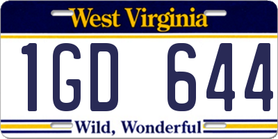 WV license plate 1GD644