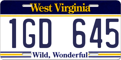 WV license plate 1GD645