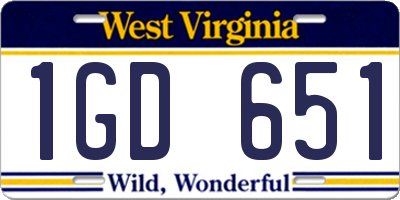 WV license plate 1GD651